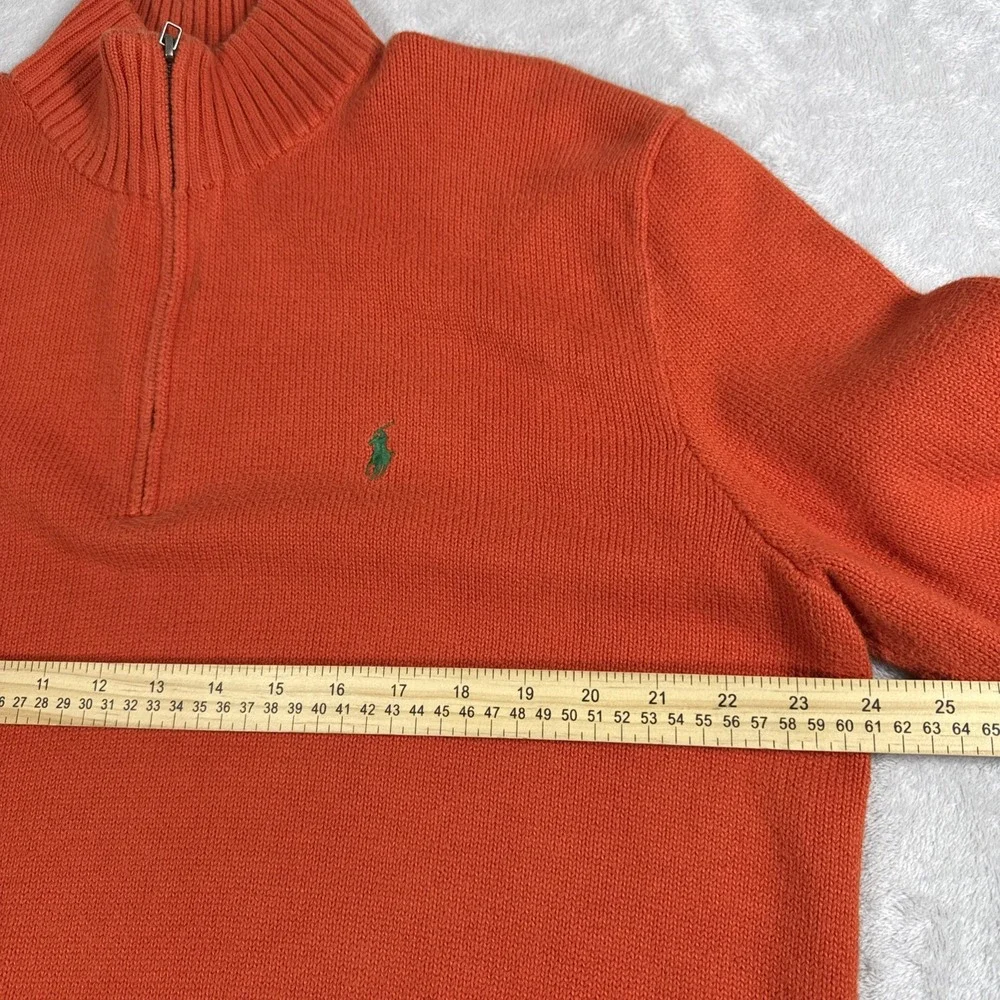 Polo Ralph Lauren Sweater Men's XL Orange Pony Pullover 1/4 Zip Classic Cotton - Picture 5 of 8